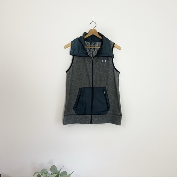 [Under Armour] Women's Heat Gear Gray Sleeveless Zip Up Vest - Picture 1 of 7